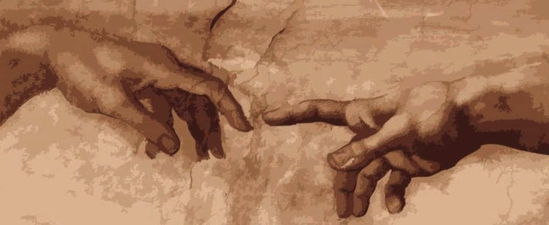 two hands reaching for each other. Index fingers nearly touching.